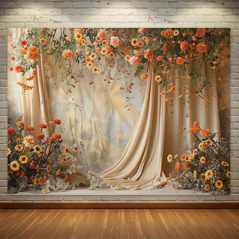2D Vintage Beige Curtain Floral Backdrop Wedding Portrait Photography Background 47.2x31.5inch/120*80cm
2D Vintage Beige Curtain Floral Backdrop Wedding Portrait Photography Background 47.2x31.5inch/120*80cm