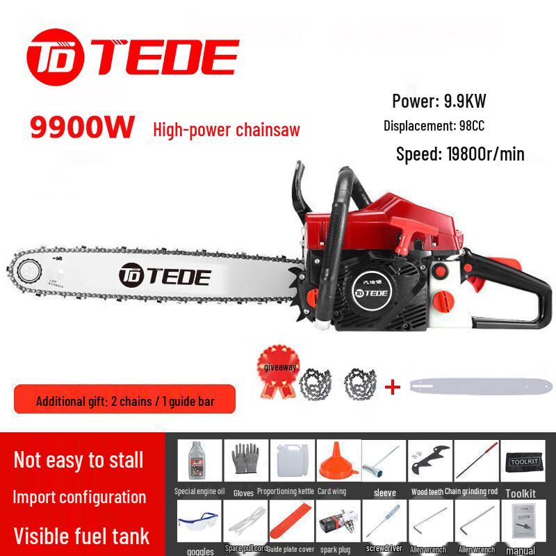 TEDE YD-5518 Gasoline Logging Chainsaw CN plug (adapter included)
TEDE YD-5518 Gasoline Logging Chainsaw CN plug (adapter included)
