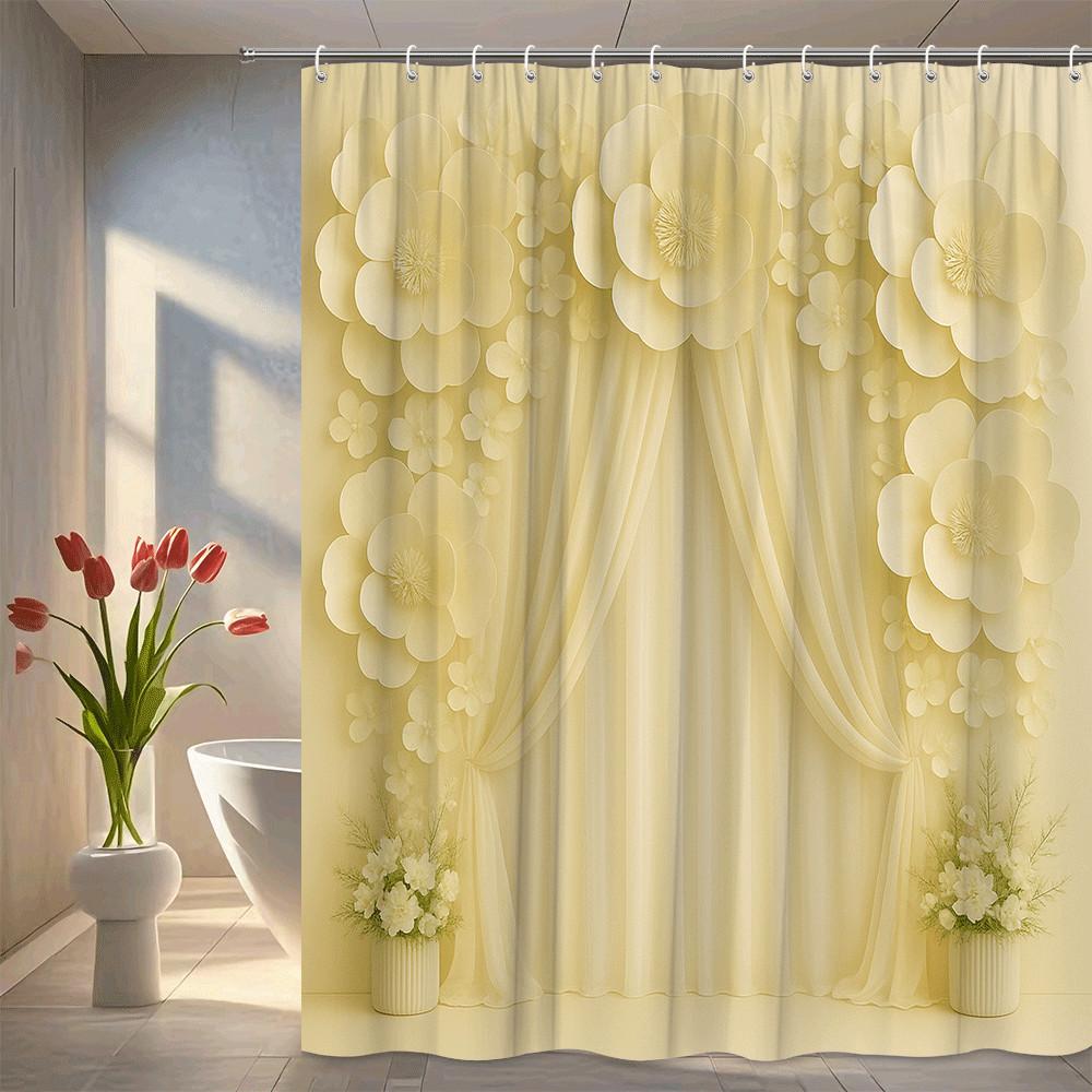 Soft Yellow Floral Shower Curtain 3D Paper Flowers And Sheer Drapes Elegant Spring Decor Waterproof Elevate Space Quick Setup W60H190(CM)-1 Pcs
Soft Yellow Floral Shower Curtain 3D Paper Flowers And Sheer Drapes Elegant Spring Decor Waterproof Elevate Space Quick Setup W60H190(CM)-1 Pcs