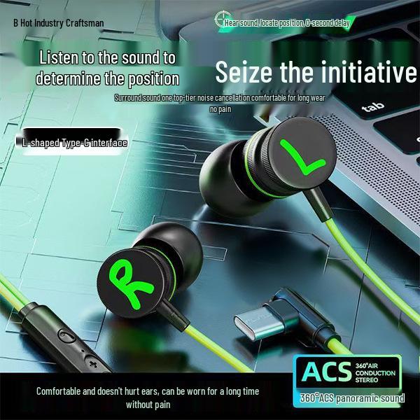 EJ23 Green Angled In-Ear Type-C Gaming Headphones Minimalist
EJ23 Green Angled In-Ear Type-C Gaming Headphones Minimalist