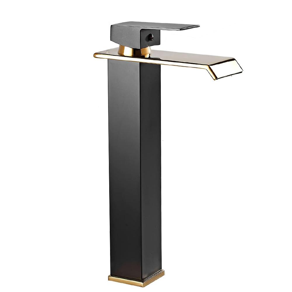 Золотой и черный латунный смеситель для раковины в ванную с водопадом, с функцией горячей и холодной воды
Золотой и черный латунный смеситель для раковины в ванную с водопадом, с функцией горячей и холодной воды