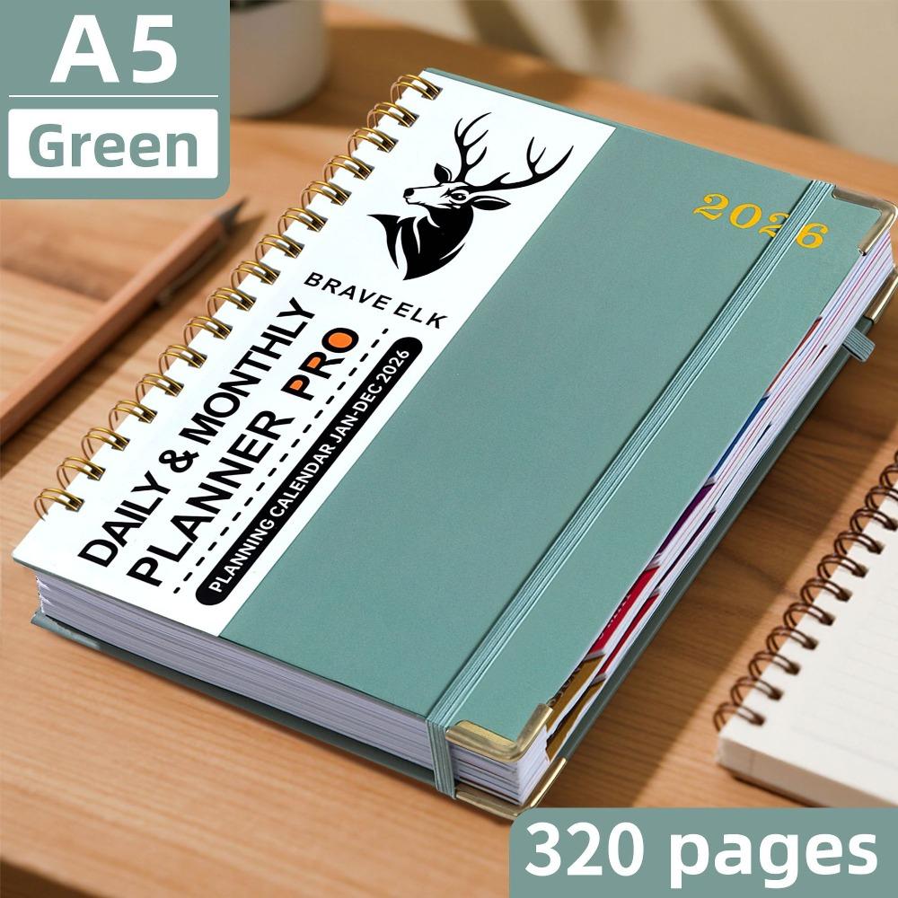 Portable A5 2026 Schedule Book Planner Reminder To Do List Daily Planner Textured PU Brave Elk Calendar Book Office Supplies зелений
Portable A5 2026 Schedule Book Planner Reminder To Do List Daily Planner Textured PU Brave Elk Calendar Book Office Supplies зелений