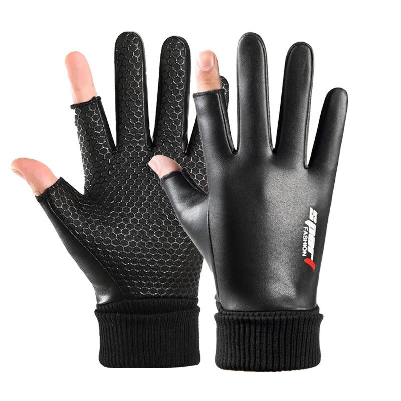 PU Leather Gloves Cycling Men Winter Autumn Anti-Slip Gloves Driving Two-Fingerless Fishing Warm Windproof Waterproof Gloves чорний
PU Leather Gloves Cycling Men Winter Autumn Anti-Slip Gloves Driving Two-Fingerless Fishing Warm Windproof Waterproof Gloves чорний