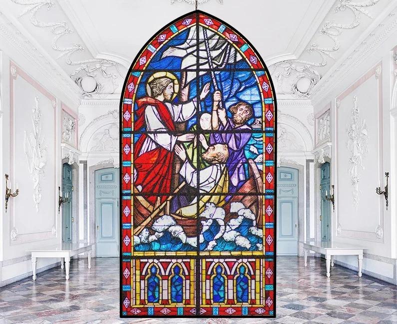 Windows Privacy Film Church Style Stained Glass Window Decals Static Cling Decorative Frosted Window Films Size 40x60cm
Windows Privacy Film Church Style Stained Glass Window Decals Static Cling Decorative Frosted Window Films Size 40x60cm