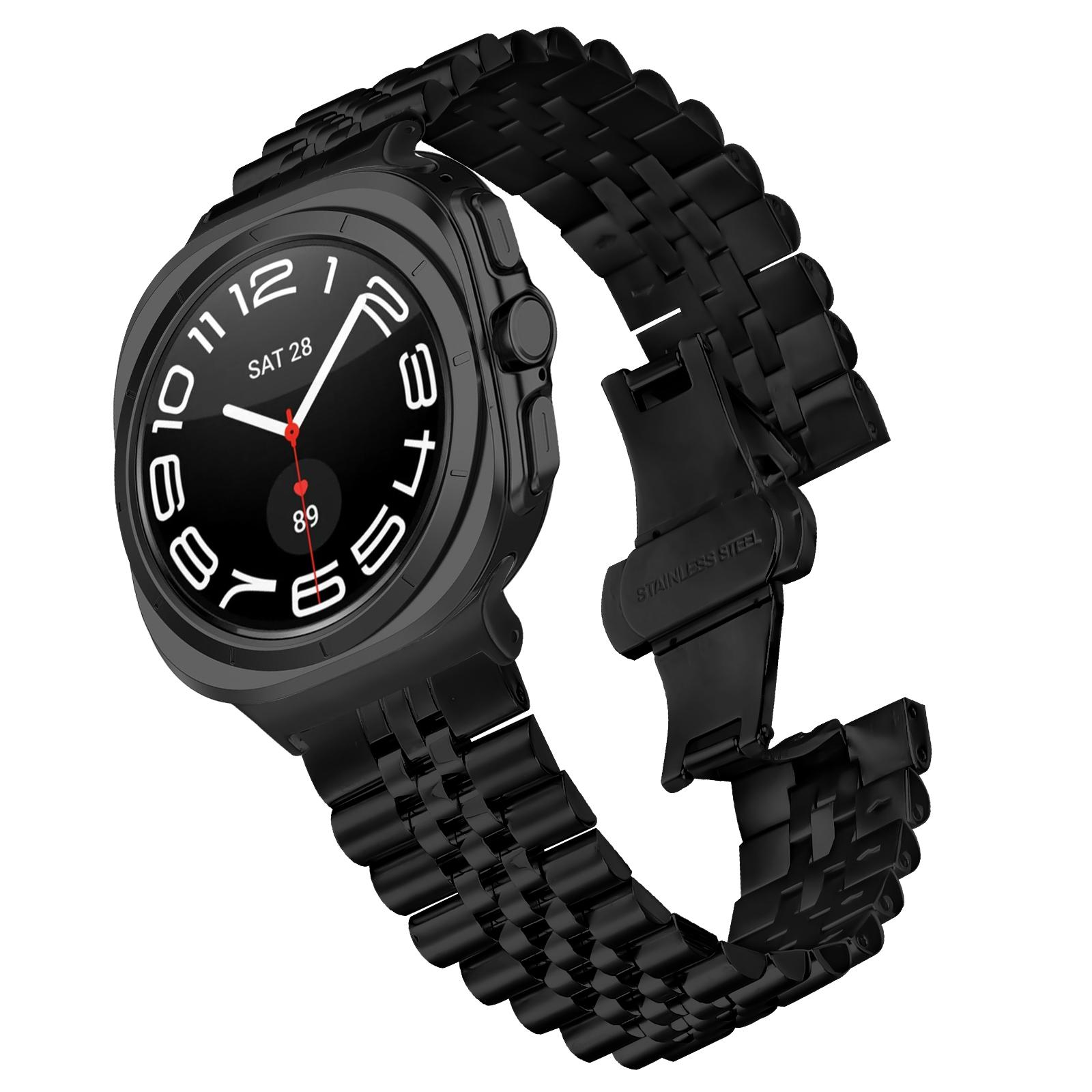 For Samsung Galaxy Watch Ultra 47mm Wrist Band 5-Bead Stainless Steel Butterfly Clasp Watch Strap Black
For Samsung Galaxy Watch Ultra 47mm Wrist Band 5-Bead Stainless Steel Butterfly Clasp Watch Strap Black