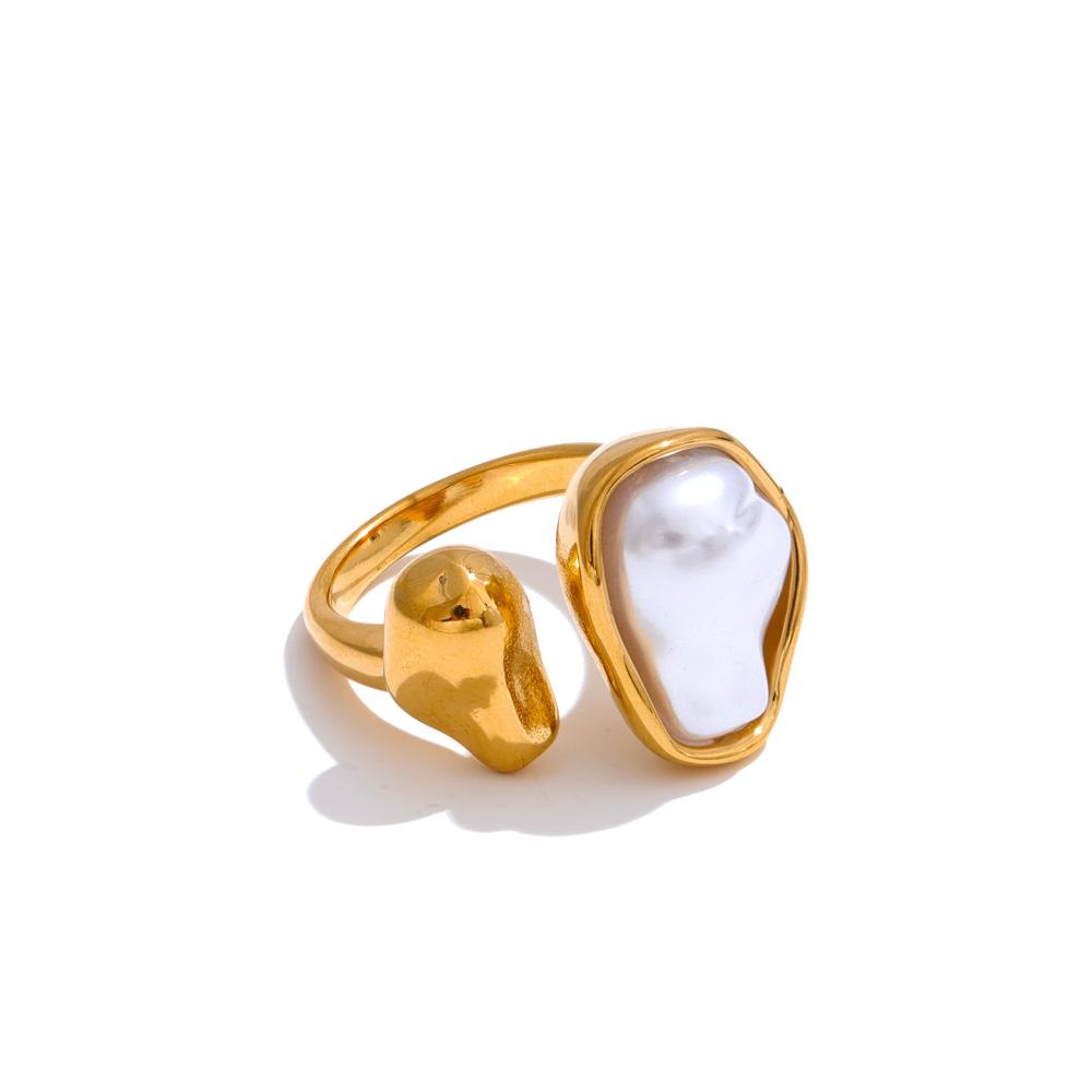 Yhpup 18K Golden PVD Plated Stainless Steel Cast Finger Open Artificial Baroque Pearl Ring Rust Resistant Fashion Jewelry resizable
Yhpup 18K Golden PVD Plated Stainless Steel Cast Finger Open Artificial Baroque Pearl Ring Rust Resistant Fashion Jewelry resizable