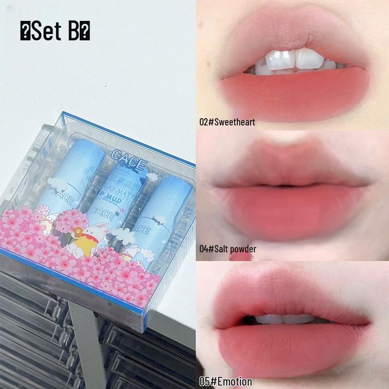 CACE Blue Sky Matte Lip Mud: Non-Stick, Long-Lasting, Rich Pigmented, Whitening Lipstick for a No-Makeup Look.
CACE Blue Sky Matte Lip Mud: Non-Stick, Long-Lasting, Rich Pigmented, Whitening Lipstick for a No-Makeup Look.