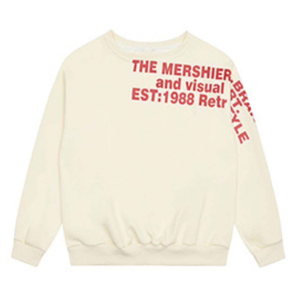 Американская диагональная плечевая Y2k буква печати топы женская мода длинный рукав свитер женский Spice Girl свободные Ins осень новая футболка M бежевый