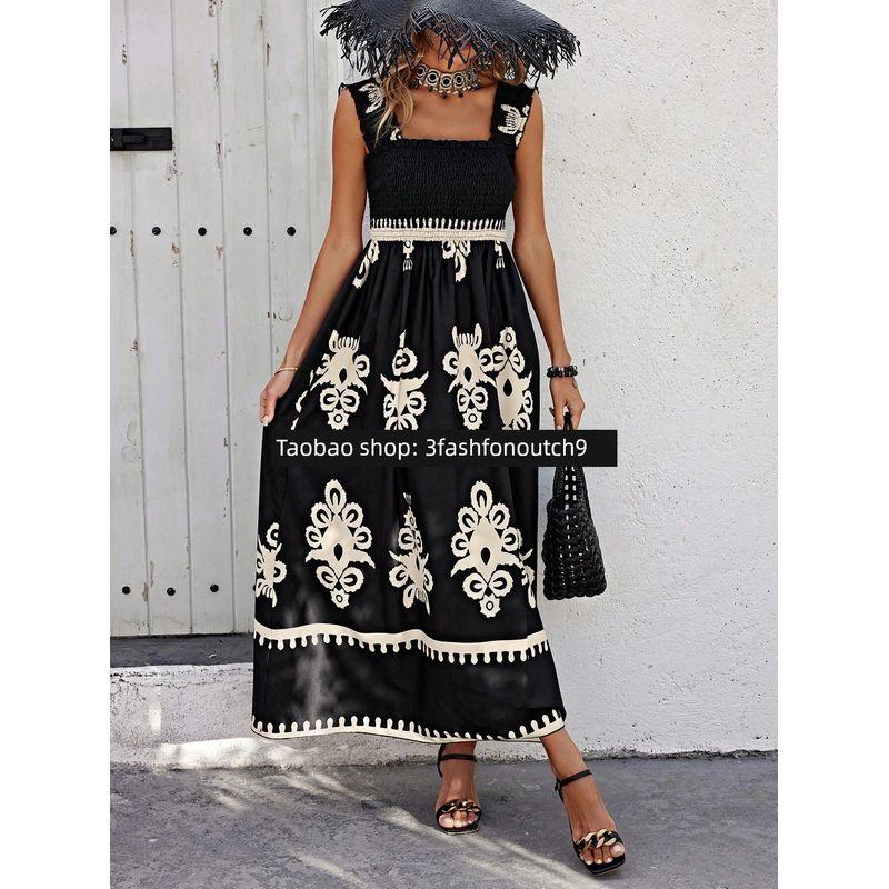 2025 Женское платье в отпускном стиле с принтом и перекрестом спереди Black M
2025 Женское платье в отпускном стиле с принтом и перекрестом спереди Black M