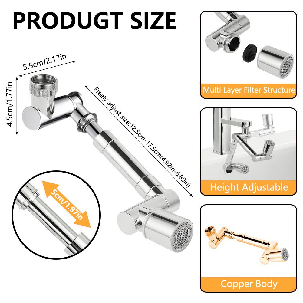 1440° Swivel Faucet Extender Sink Aerator Scalable 2-Modes Splash Water Tap Extension Kitchen Bathroom Universal Robotic Arm
1440° Swivel Faucet Extender Sink Aerator Scalable 2-Modes Splash Water Tap Extension Kitchen Bathroom Universal Robotic Arm