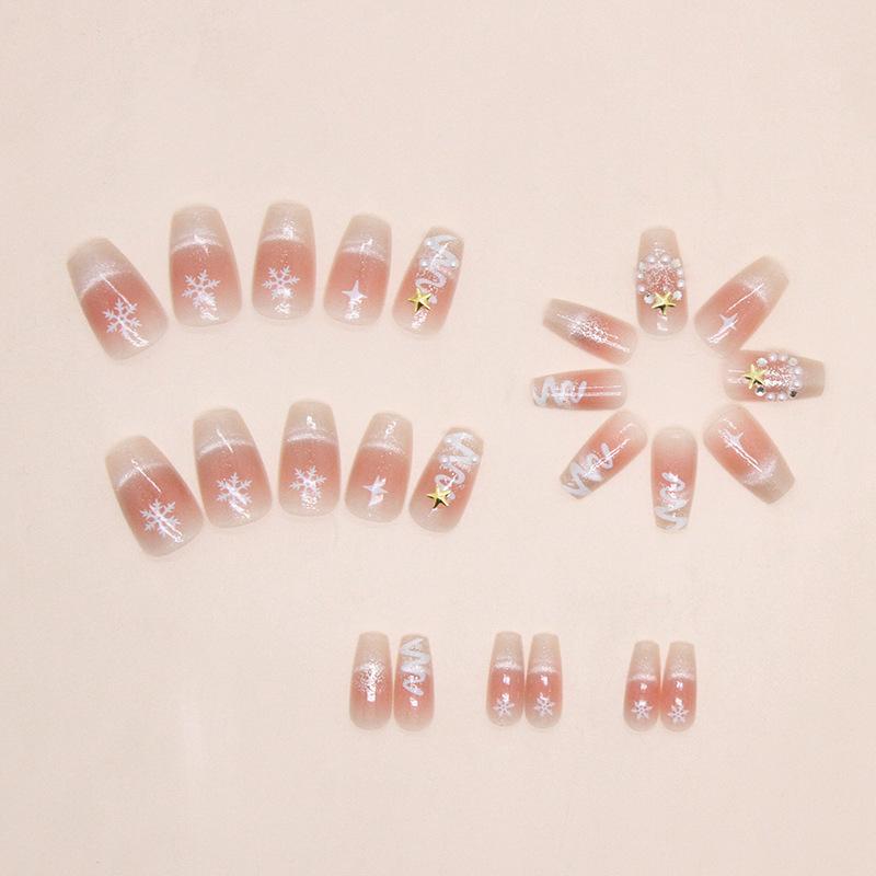 Fake Nail Patches Women Cute Christmas Snowflake Star Handmade Press on Nails Short Style Cat Eye Nails Patch Detachable
Fake Nail Patches Women Cute Christmas Snowflake Star Handmade Press on Nails Short Style Cat Eye Nails Patch Detachable