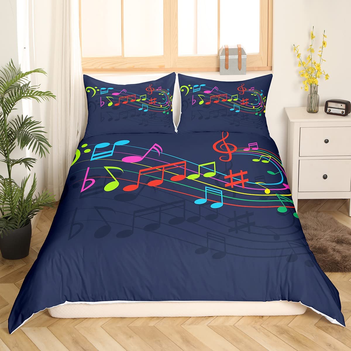 Music Soft Duvet Cover Set Quen Sized Dimensions,White Musical Note Beding Set 3pcs for Kid Bedrom Decor,Black White Piano Key Warm Comforter Cover 135*200cm Eu-Single
Music Soft Duvet Cover Set Quen Sized Dimensions,White Musical Note Beding Set 3pcs for Kid Bedrom Decor,Black White Piano Key Warm Comforter Cover 135*200cm Eu-Single