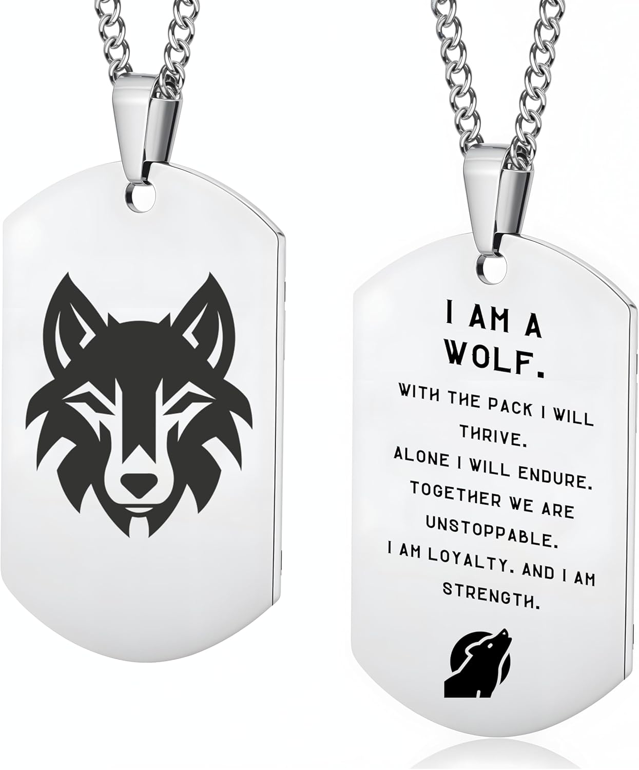 Мотивирующее ожерелье из нержавеющей стали с изображением тотемного животного «Я А», кулон с собачьим жетоном для мужчин и женщин A am a wolf #2
Мотивирующее ожерелье из нержавеющей стали с изображением тотемного животного «Я А», кулон с собачьим жетоном для мужчин и женщин A am a wolf #2