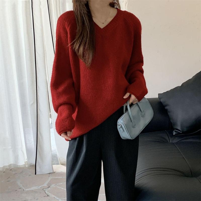 Soft waxy temperament pullover sweater women wear autumn and winter new lazy style gentle collar long-sleeved knitted sweater top women average size червоний
Soft waxy temperament pullover sweater women wear autumn and winter new lazy style gentle collar long-sleeved knitted sweater top women average size червоний