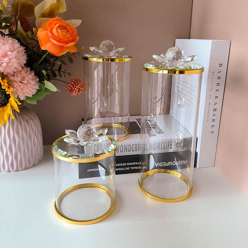 Creative Crystal Glass Candy Jar Gold Plated Jewelry Cotton Swab Box Candle Jar Kitchen Storage Candy Dried Fruit Glass Bottle
Creative Crystal Glass Candy Jar Gold Plated Jewelry Cotton Swab Box Candle Jar Kitchen Storage Candy Dried Fruit Glass Bottle