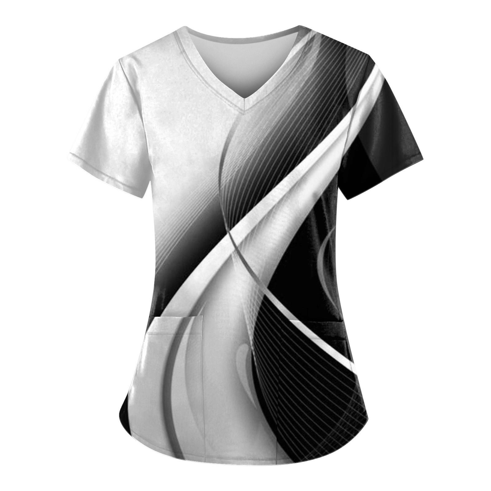 Женская мода, рабочая одежда с v-образным вырезом, короткими рукавами и карманами, топы с принтом, летние топы для женщин L белый
Женская мода, рабочая одежда с v-образным вырезом, короткими рукавами и карманами, топы с принтом, летние топы для женщин L белый