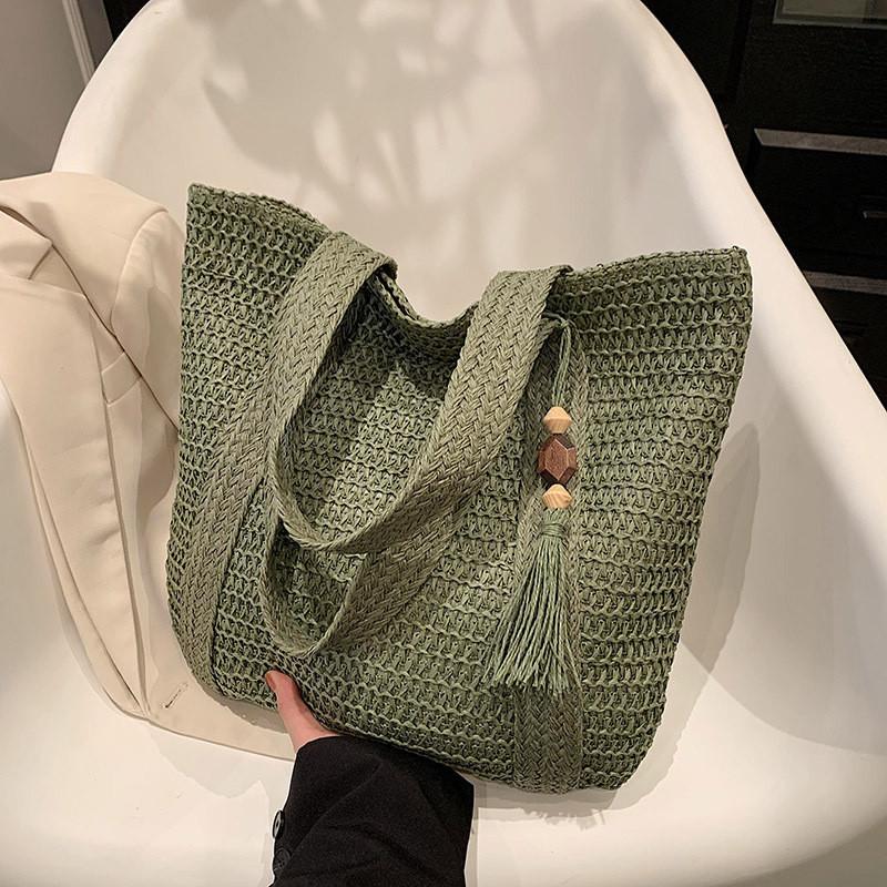 IELGY Соломенная пляжная сумка, летняя плетеная сумка, сумка с бахромой зелёный
IELGY Соломенная пляжная сумка, летняя плетеная сумка, сумка с бахромой зелёный