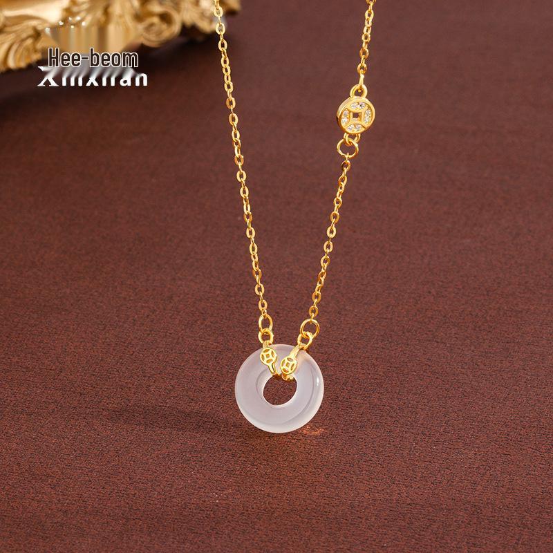 Elegant 925 Sterling Silver Chalcedony Coin Necklace - Light Luxury, Chinese Style Clavicle Chain 925 Sterling Silver розового золота
Elegant 925 Sterling Silver Chalcedony Coin Necklace - Light Luxury, Chinese Style Clavicle Chain 925 Sterling Silver розового золота