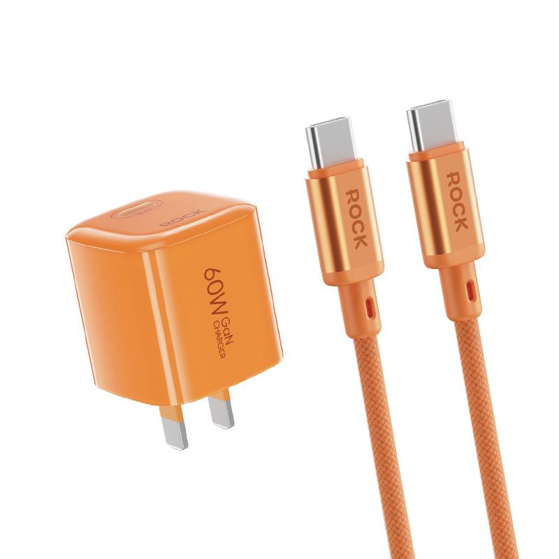 ROCK T89 Exquisite Series GaN PD60W Metal Braided Fast Charging C-C Data Cable Charger Set
ROCK T89 Exquisite Series GaN PD60W Metal Braided Fast Charging C-C Data Cable Charger Set