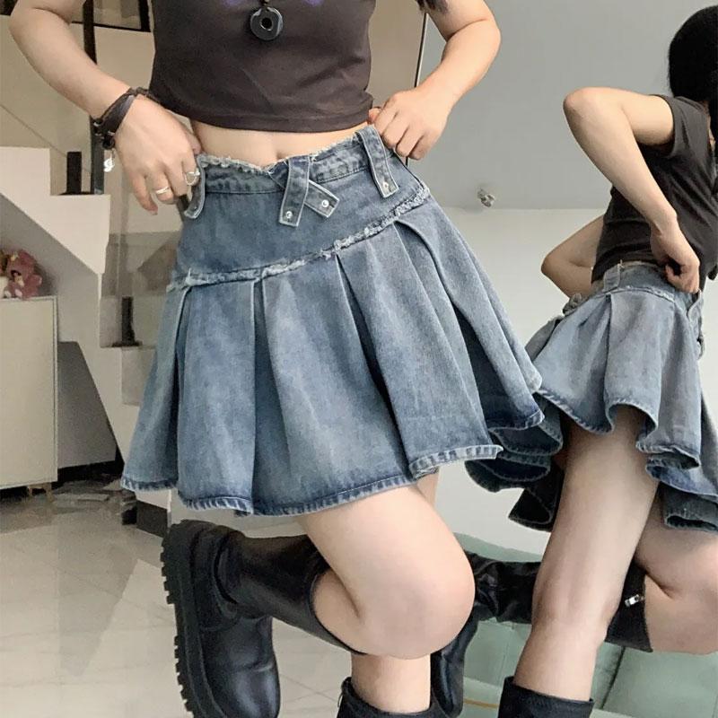 Women Summer Washed Denim Frayed Waist Pleated Mini Casual Skirt XL синій
Women Summer Washed Denim Frayed Waist Pleated Mini Casual Skirt XL синій
