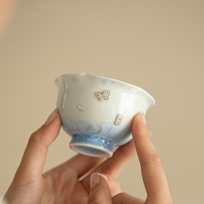 Crystalline Glaze Riveted Flower Teacups: Ceramic Master & Guest Set for Tea Tasting
Crystalline Glaze Riveted Flower Teacups: Ceramic Master & Guest Set for Tea Tasting