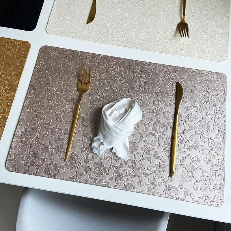 New Chinese Vintage Embossed Imitate Leather Placemats Heat-Resistant Chinese Style Table Mats Hotel Dining Room Decor 45x30cm
New Chinese Vintage Embossed Imitate Leather Placemats Heat-Resistant Chinese Style Table Mats Hotel Dining Room Decor 45x30cm