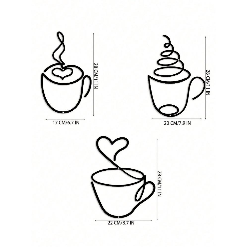 3-Piece Modern Metal Coffee Cup Wall Art Set, Christmas Theme, Black, Durable, Rustproof, Home Decor for Living Room, Bedroom, Kitchen, Bathroom TY3718
3-Piece Modern Metal Coffee Cup Wall Art Set, Christmas Theme, Black, Durable, Rustproof, Home Decor for Living Room, Bedroom, Kitchen, Bathroom TY3718