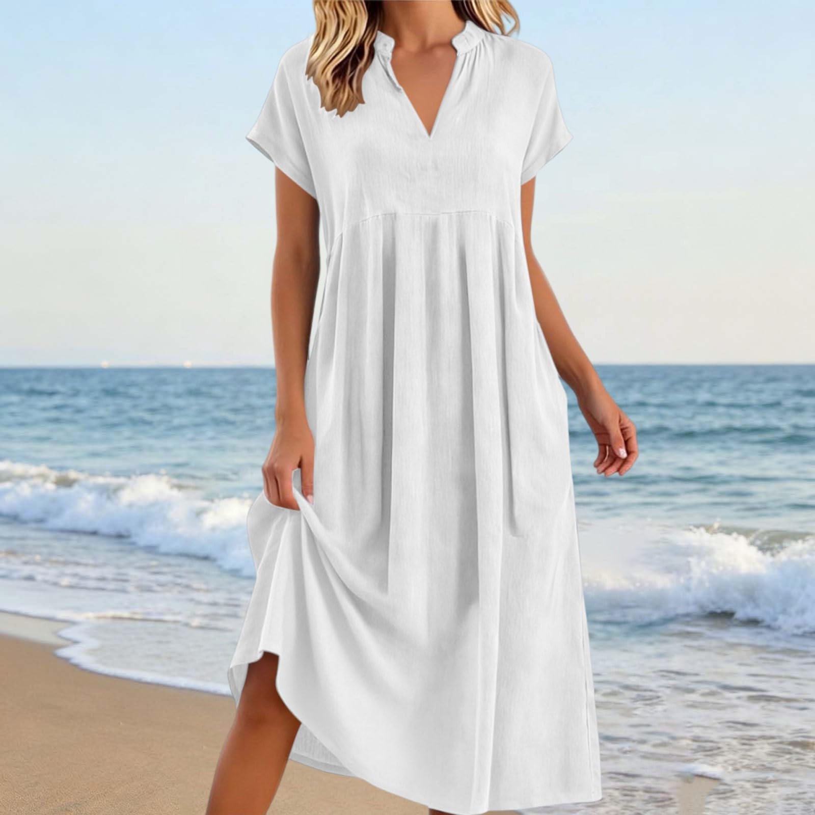 Women s Summer Casual Loose-Fitting -Color Dress XL білий
Women s Summer Casual Loose-Fitting -Color Dress XL білий