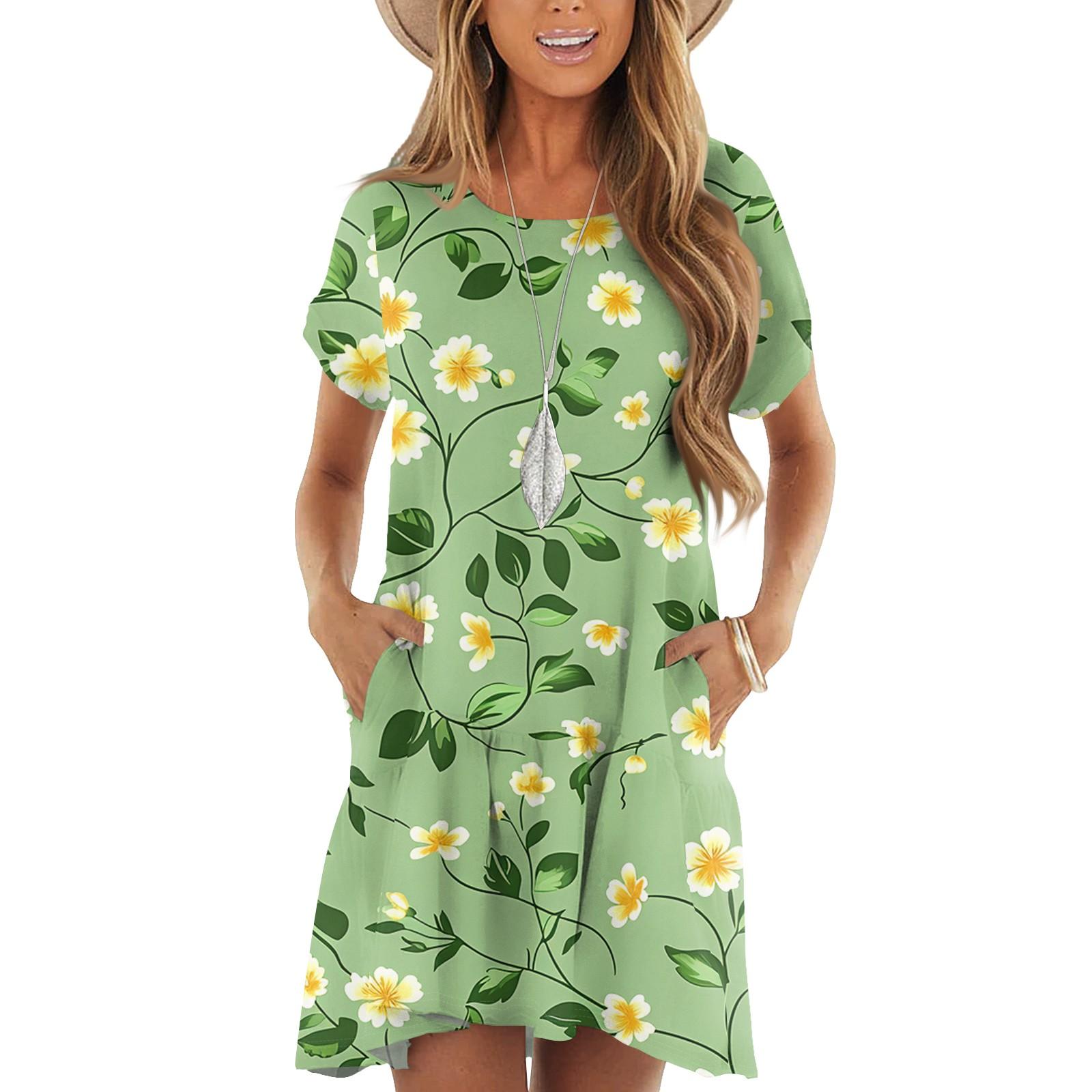 Женские модные повседневные платья с круглым вырезом и коротким рукавом с оборками и винтажным принтом L зелёный
Женские модные повседневные платья с круглым вырезом и коротким рукавом с оборками и винтажным принтом L зелёный