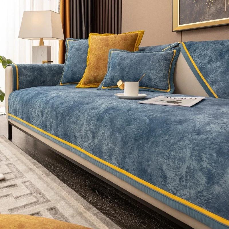 Роскошная диванная подушка с золотым краем, голландская бархатная всесезонная универсальная подушка для сиденья, скандинавское полное покрытие, тканевый чехол для дивана, полотенце 70x70cm