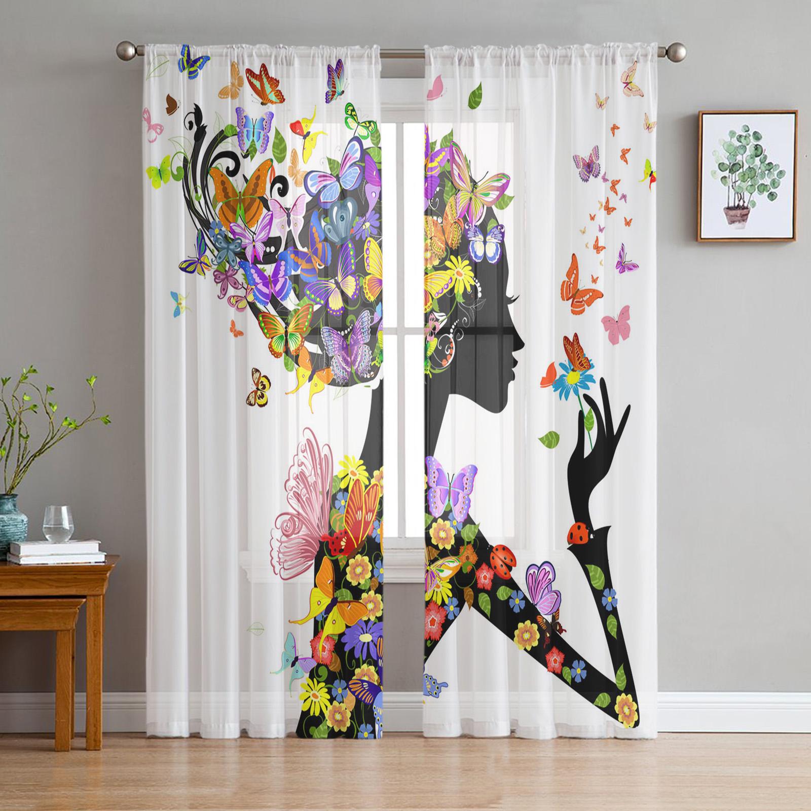 Colorful Flower Butterfly Girl Child Sheer Curtains for Living Room Decoration Window Curtains Kitchen Tulle Voile Curtains (As shown-5789)-W135 x H115cm x1
Colorful Flower Butterfly Girl Child Sheer Curtains for Living Room Decoration Window Curtains Kitchen Tulle Voile Curtains (As shown-5789)-W135 x H115cm x1