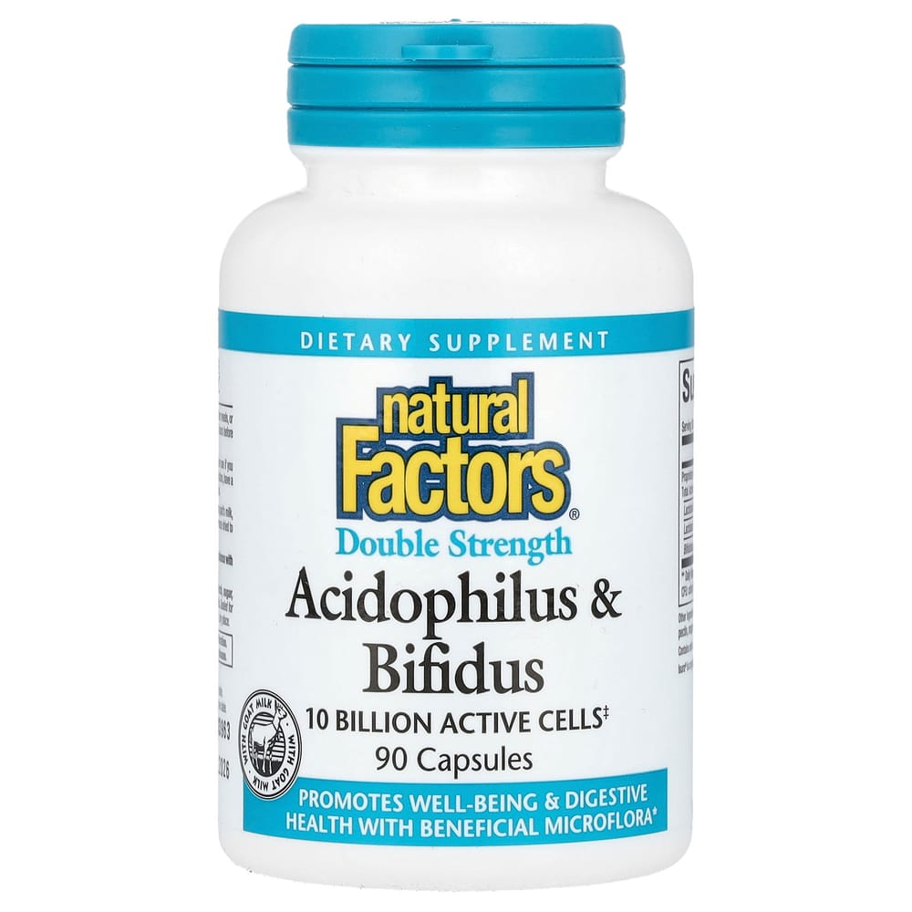 Natural Factors Acidophilus & Bifidus Double Strength 10 Billion Active Cells 90 Capsules 90 pcs - 1 ea
Natural Factors Acidophilus & Bifidus Double Strength 10 Billion Active Cells 90 Capsules 90 pcs - 1 ea