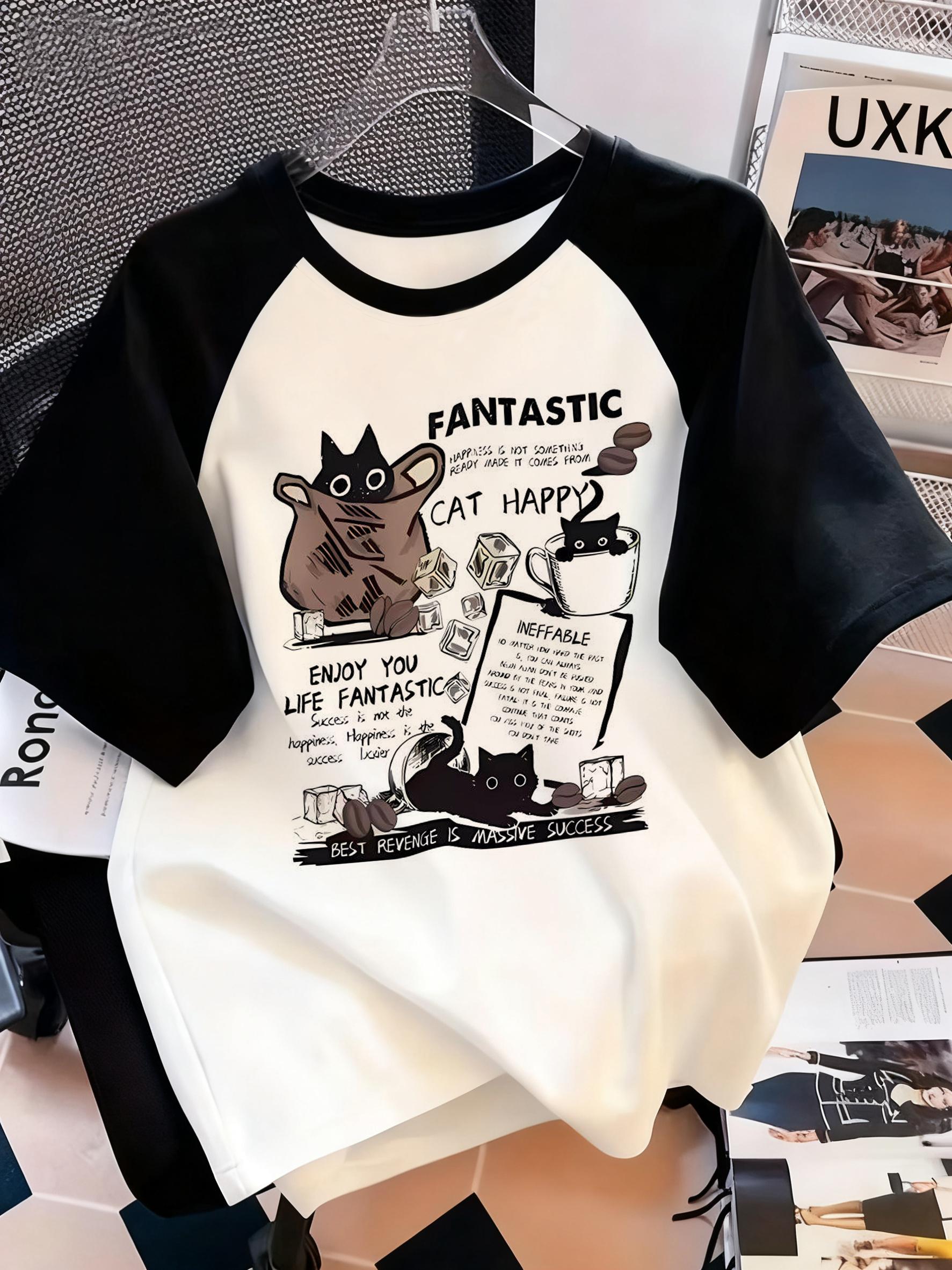 Women s T-shirt, oversized Korean cartoon cat print T-shirt, casual short sleeved couple T-shirt XXS
Women s T-shirt, oversized Korean cartoon cat print T-shirt, casual short sleeved couple T-shirt XXS