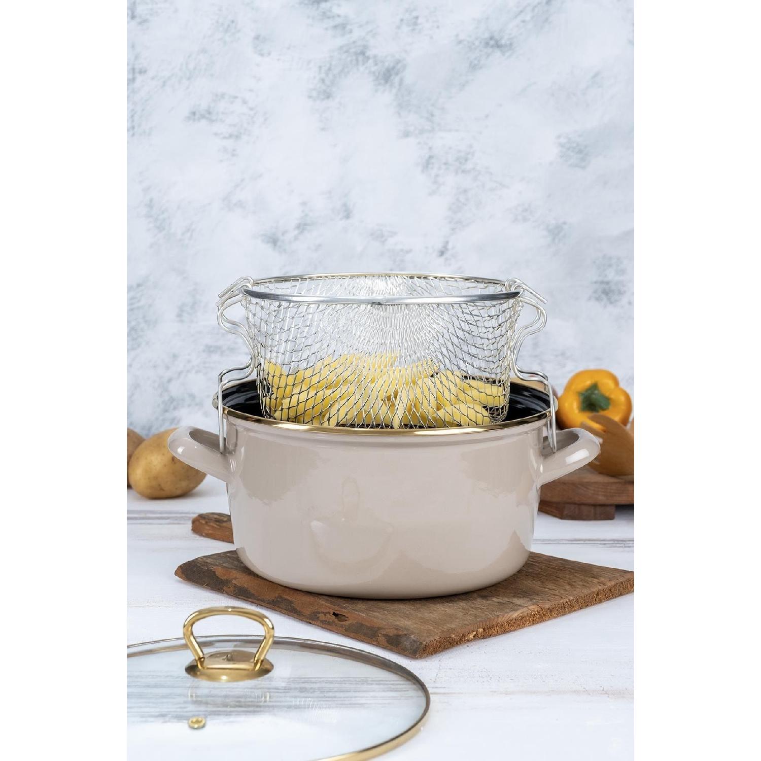 Емальована каструля Qualita Savor - бежева коричневий 
Емальована каструля Qualita Savor - бежева коричневий