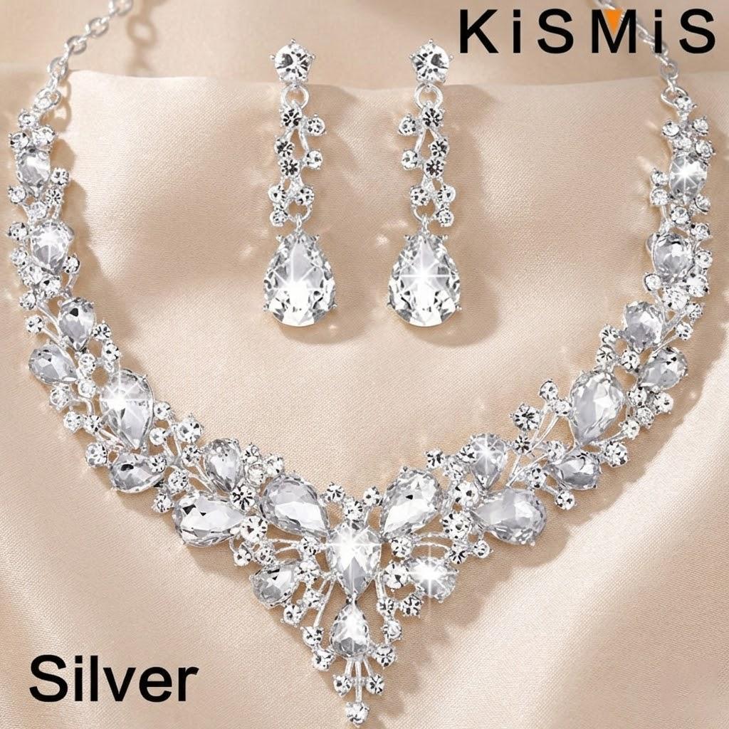 Elegant Bridal Jewelry Set Crystal Rhinestone Necklace Earrings Wedding Valentine Gift Teardrop Cluster Dangle Statement Set срібний
Elegant Bridal Jewelry Set Crystal Rhinestone Necklace Earrings Wedding Valentine Gift Teardrop Cluster Dangle Statement Set срібний