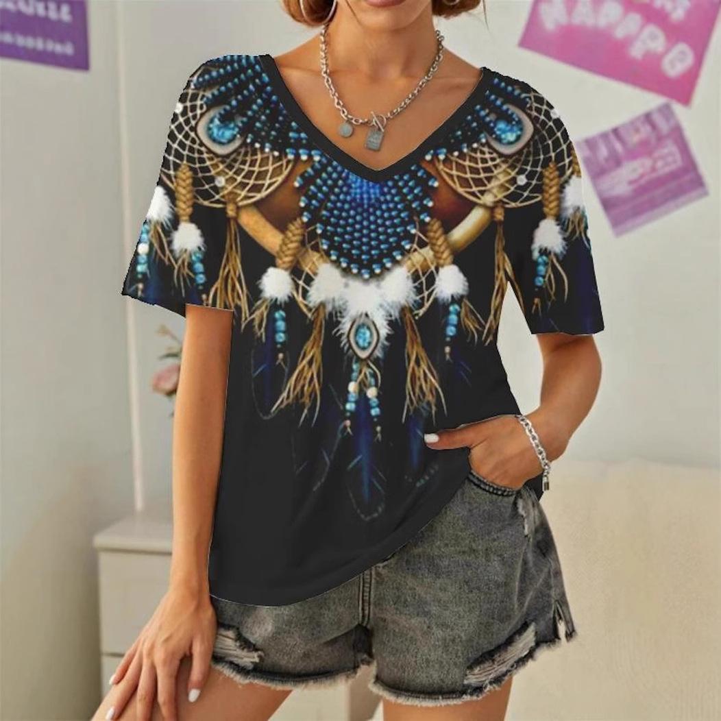 Летняя женская футболка с коротким рукавом в этническом стиле с принтом перьев S
Летняя женская футболка с коротким рукавом в этническом стиле с принтом перьев S