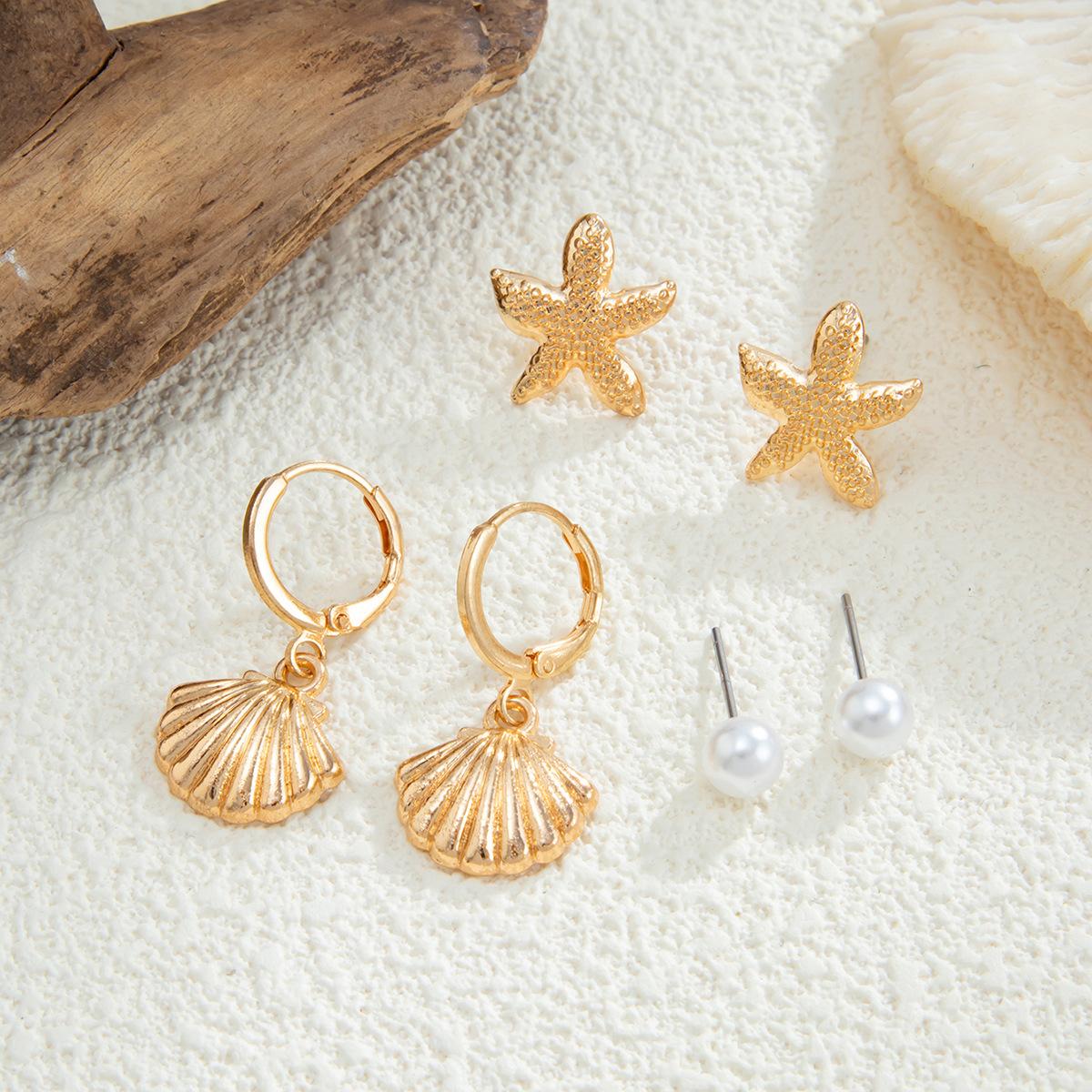 3 Pairs Boho Starfish Shell Stud Earrings Set for Women Imitation Pearl Metal Geometric Earring Beach Party Versatile Jewelry
3 Pairs Boho Starfish Shell Stud Earrings Set for Women Imitation Pearl Metal Geometric Earring Beach Party Versatile Jewelry