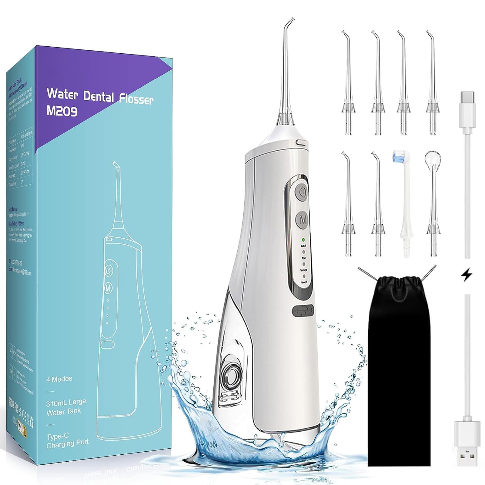 Annmiir Oral 8 Replacement 4 Water Flow 310ML IPX7 USB Portable Oral Irrigation Device Irrigator, Nozzles, Modes, Tank, Waterproof, Rechargeable,
Annmiir Oral 8 Replacement 4 Water Flow 310ML IPX7 USB Portable Oral Irrigation Device Irrigator, Nozzles, Modes, Tank, Waterproof, Rechargeable,