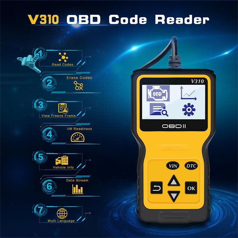 V310 OBD2 Scanner Diagnostic Tool Code Reader OBDII EOBD Read/Clear Fault Scan Tool Type A
V310 OBD2 Scanner Diagnostic Tool Code Reader OBDII EOBD Read/Clear Fault Scan Tool Type A