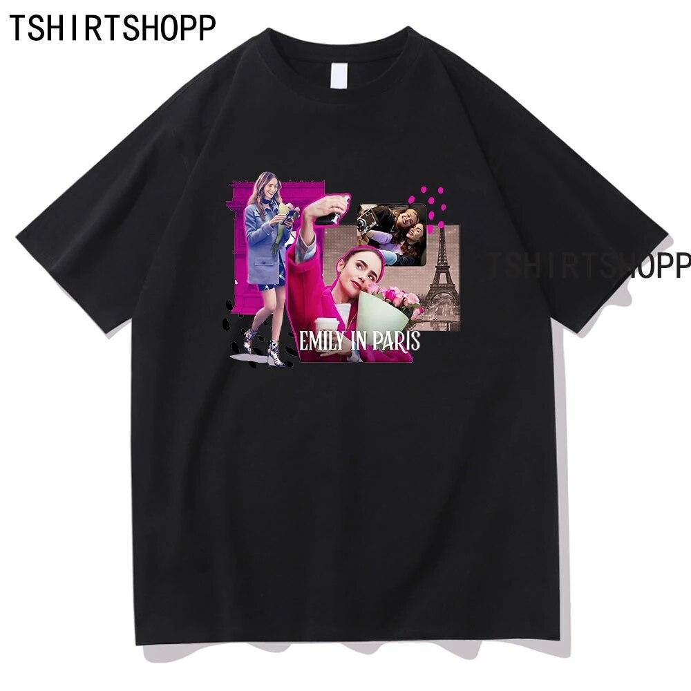 Kawaii Emily In Paris T Shirt Women Clothing Summer Casual Streetwear Graphic T-tshirt Harajuku Cotton Tops Hot TV Show Clothing