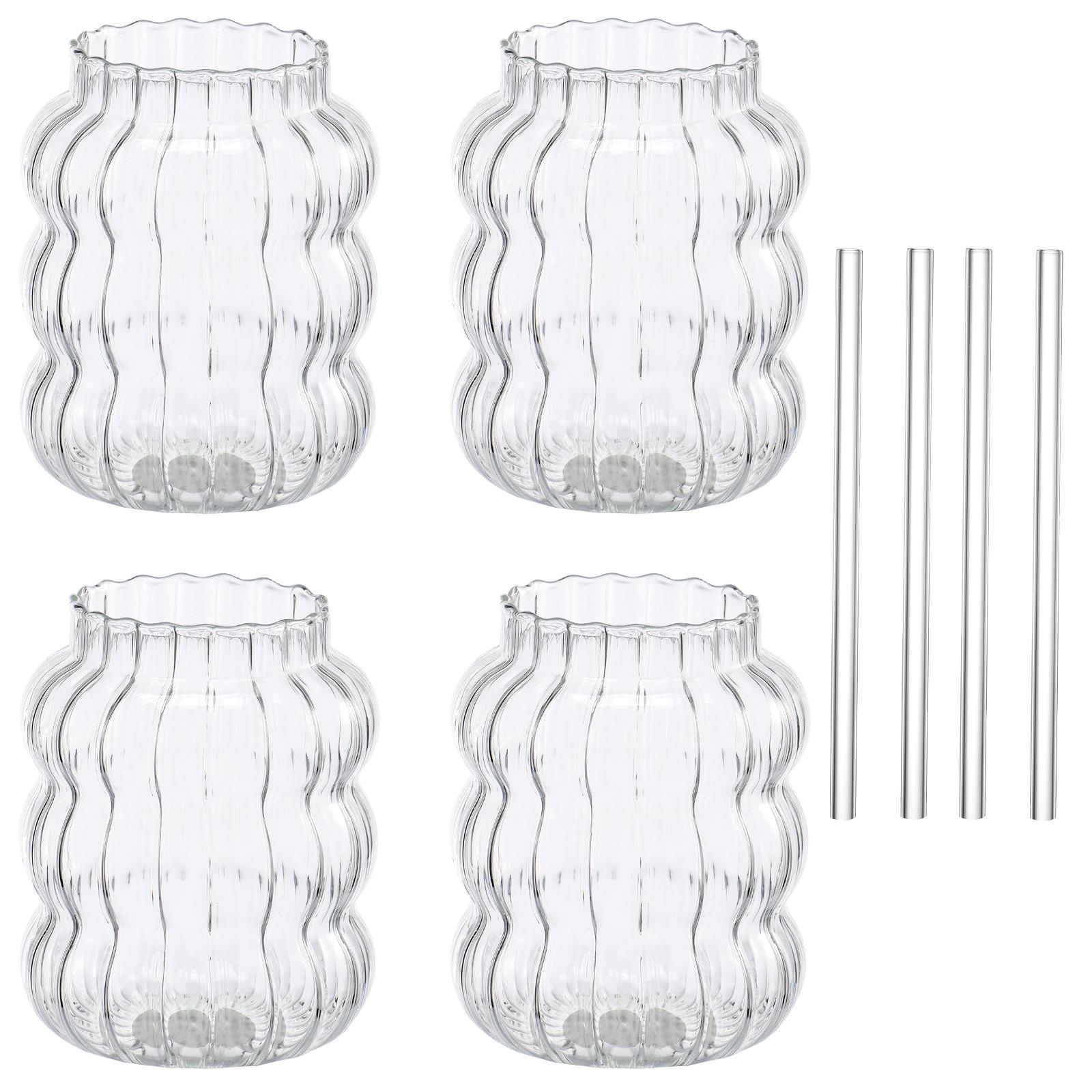 8Pcs Ribbed Glass Cups Set Creative Wavy Drinking Glasses Clear Glassware with Straws for Coffee Cocktail Juice Water Soda Tea 501-600ml
8Pcs Ribbed Glass Cups Set Creative Wavy Drinking Glasses Clear Glassware with Straws for Coffee Cocktail Juice Water Soda Tea 501-600ml