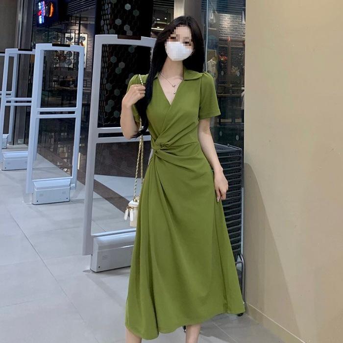 Solid Color Pleated Polo Collar Dress - Women s Chic Slimming Midi Skirt with Side Slit, Summer European & American Style. Large зелёный
Solid Color Pleated Polo Collar Dress - Women s Chic Slimming Midi Skirt with Side Slit, Summer European & American Style. Large зелёный
