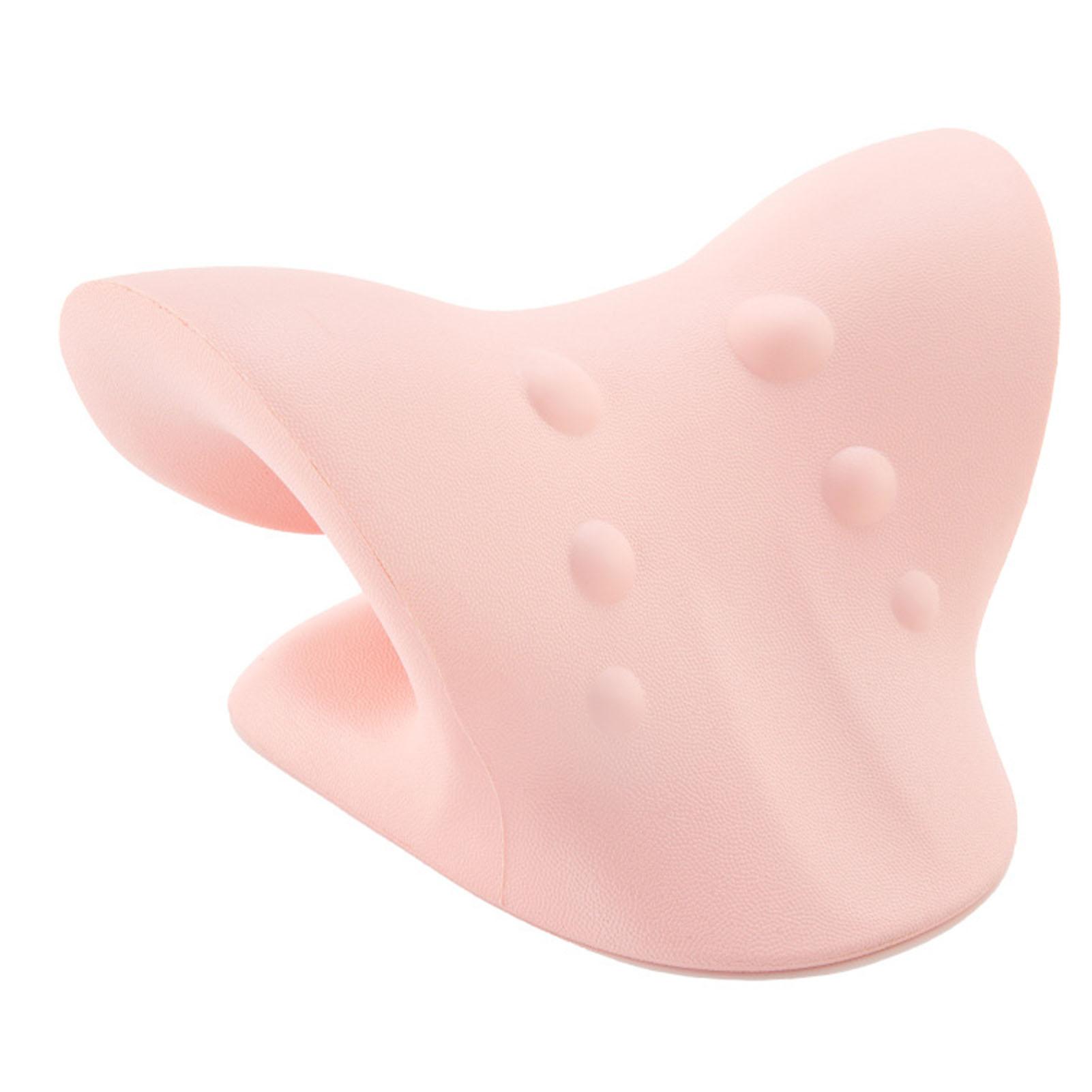 Подушка для шейного вытяжения, расслабляющая плечи, уменьшающая боль, силиконовая, акупунктурная, портативная, для шеи розовый