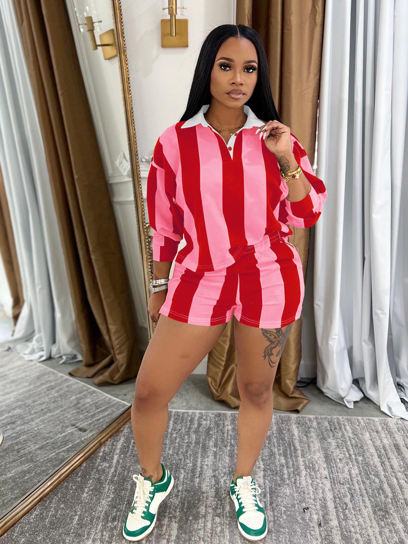 TW686 Women s Sporty Casual Striped Lapel Top & High-Waisted Shorts Set – European & American Spring/Summer Style S красный
TW686 Women s Sporty Casual Striped Lapel Top & High-Waisted Shorts Set – European & American Spring/Summer Style S красный
