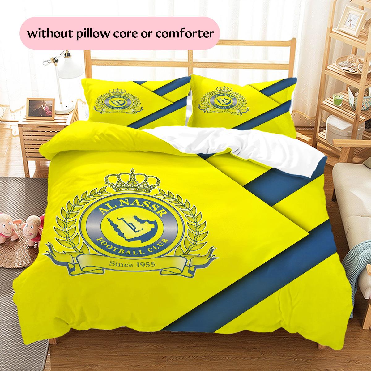 Al Nassr FC Pattern Bedding Quilt Set Home Decoration Gift (1 * duvet cover + 2 * pillowcase without core) 135x200cm
Al Nassr FC Pattern Bedding Quilt Set Home Decoration Gift (1 * duvet cover + 2 * pillowcase without core) 135x200cm