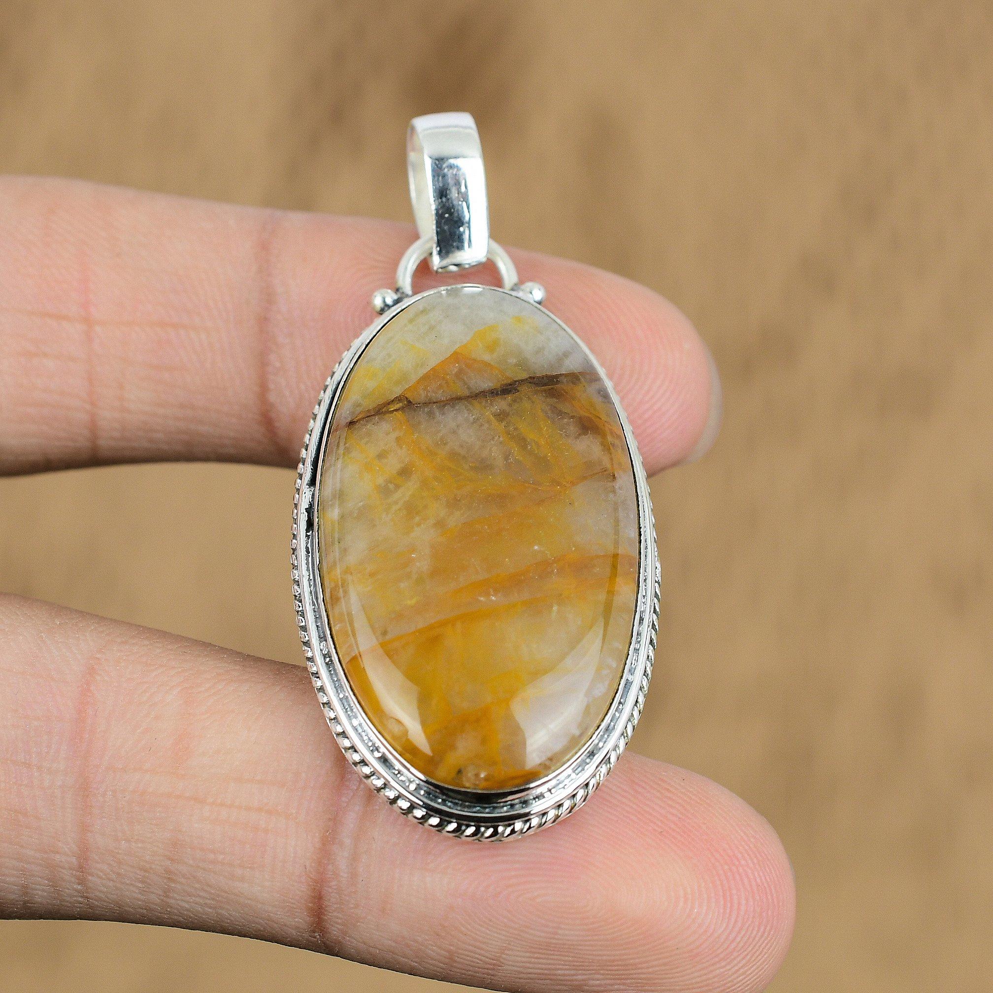 Natural Plume Agate Gemstone Pendant Handmade 925 Sterling Silver Indian Jewelry
Natural Plume Agate Gemstone Pendant Handmade 925 Sterling Silver Indian Jewelry