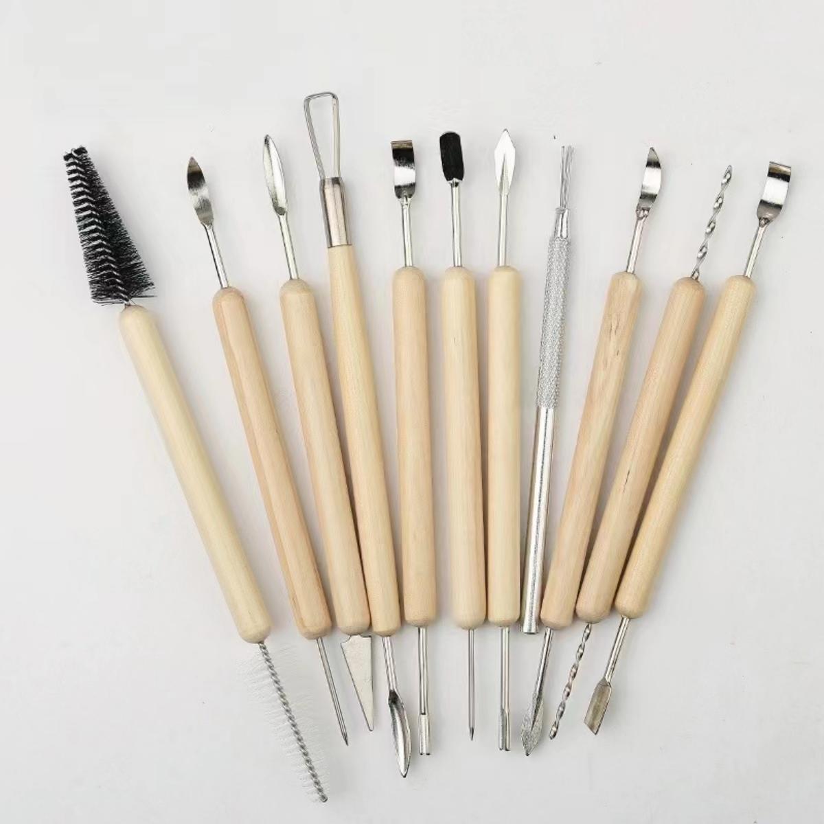 11Pcs Pottery Clay Sculpting Modeling Tool Set Double-Sided Ceramic Polymer Clay Carving Tools Kit With Smooth Wooden Handle
11Pcs Pottery Clay Sculpting Modeling Tool Set Double-Sided Ceramic Polymer Clay Carving Tools Kit With Smooth Wooden Handle