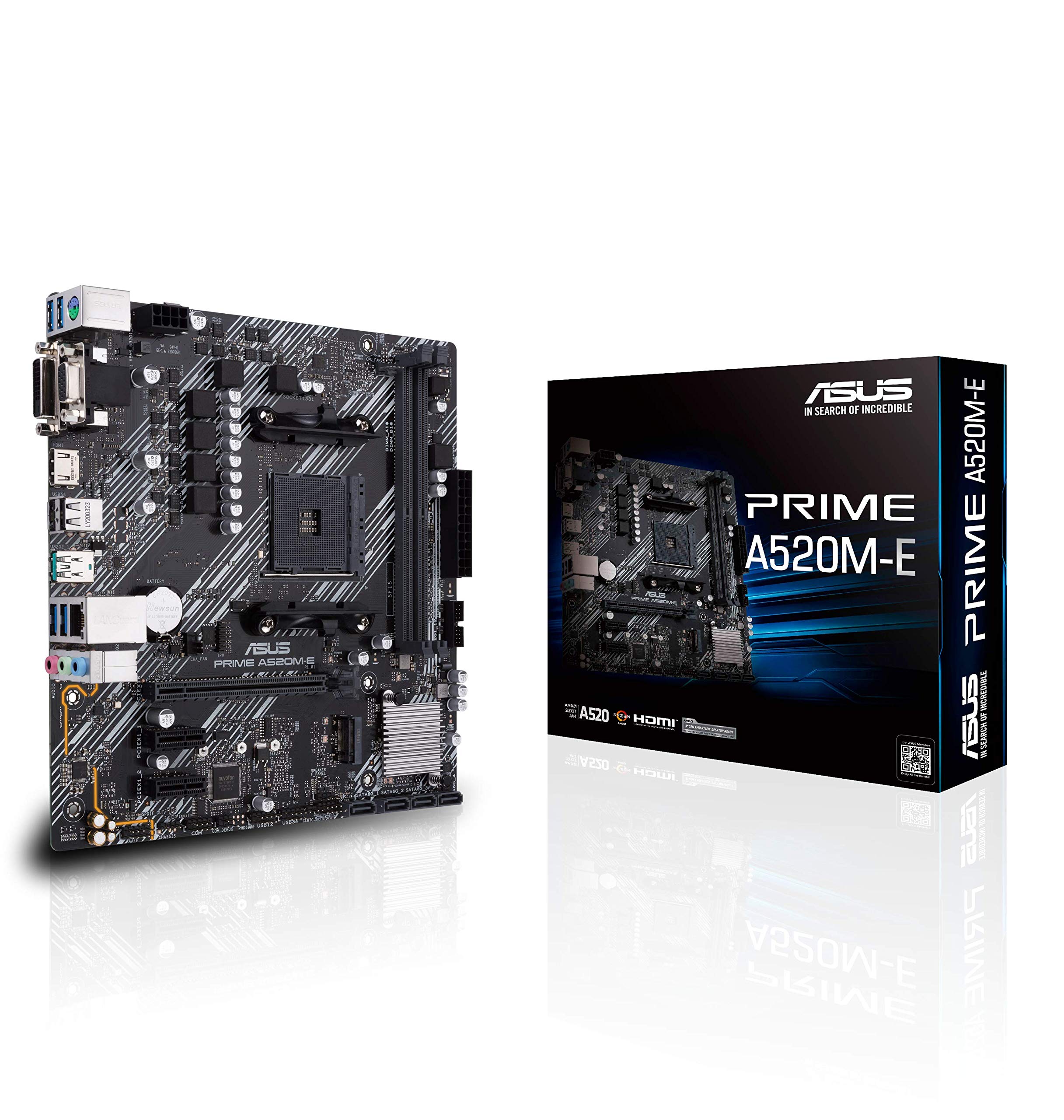 ASUS PRIME A520M-E MicroATX Motherboard with AMD A520 and Socket AM4 PCI Express
ASUS PRIME A520M-E MicroATX Motherboard with AMD A520 and Socket AM4 PCI Express