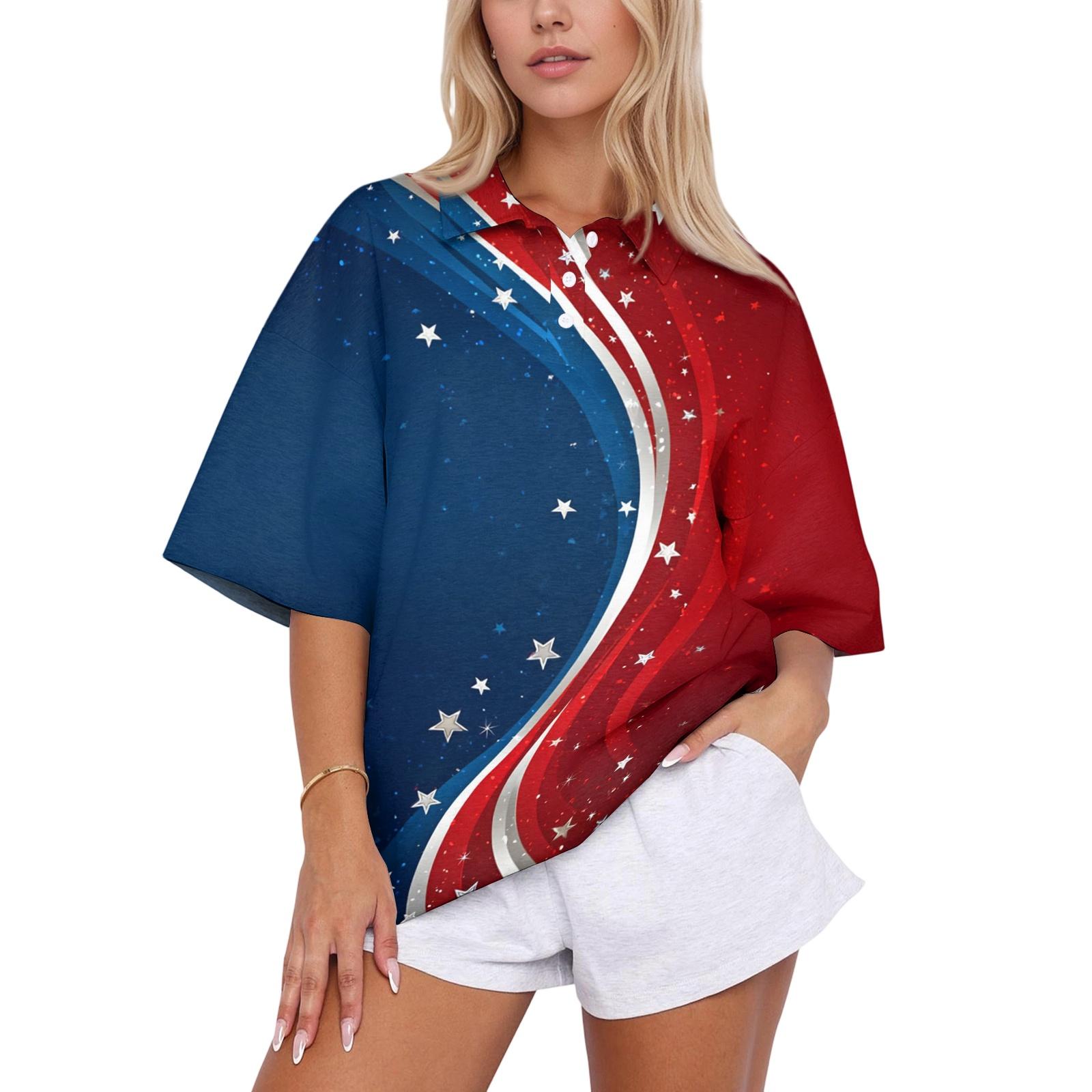 Loose Fit Women s Polo Shirt Short Sleeve Casual Top with Printed Statue of Liberty and City Skyline Design for Everyday Wear S синій
Loose Fit Women s Polo Shirt Short Sleeve Casual Top with Printed Statue of Liberty and City Skyline Design for Everyday Wear S синій