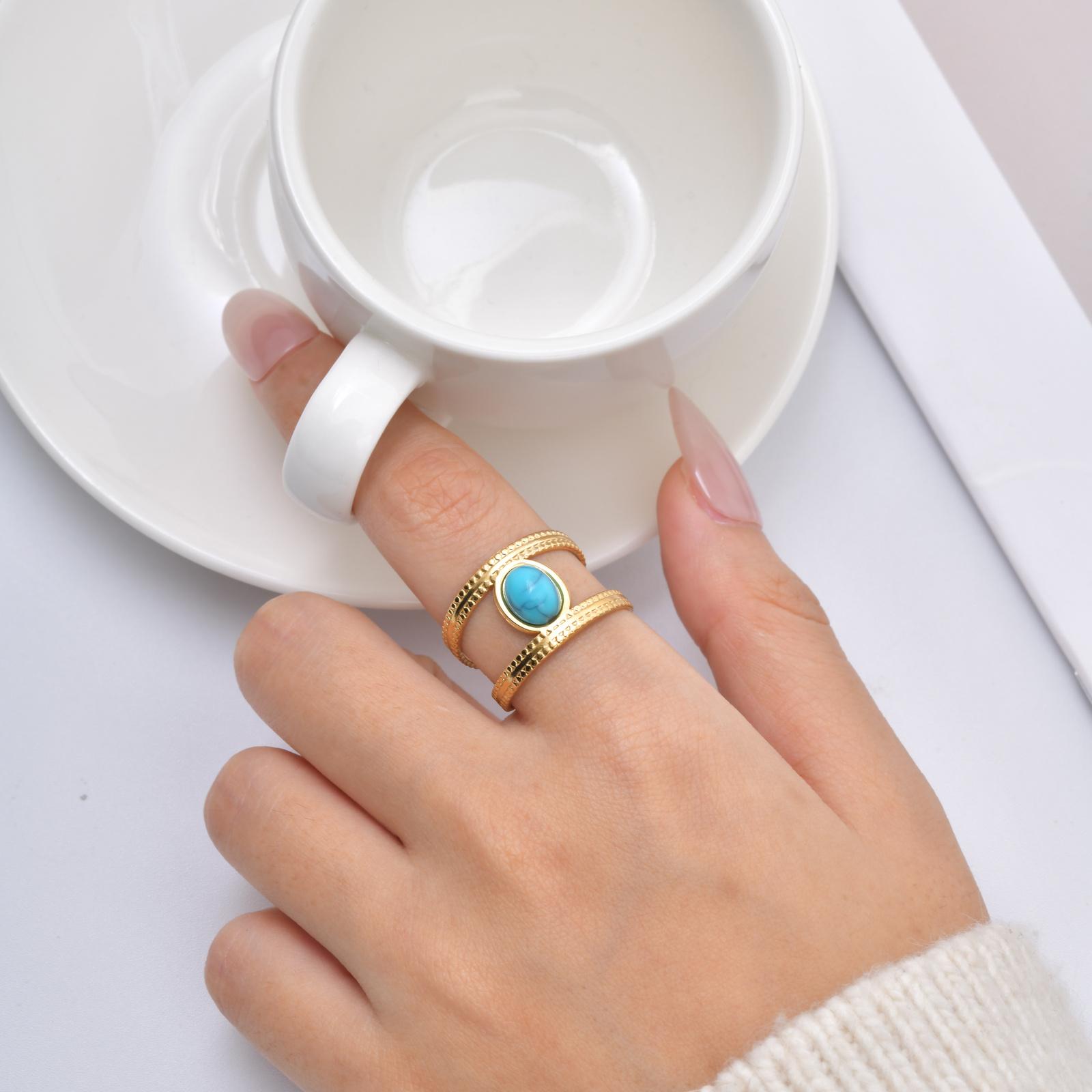 Waterproof Stainless Steel Rings for Women, Double Layered Open Adjustable Oval Nature Stone Bohemian Stylish Fashion Jewelry
Waterproof Stainless Steel Rings for Women, Double Layered Open Adjustable Oval Nature Stone Bohemian Stylish Fashion Jewelry